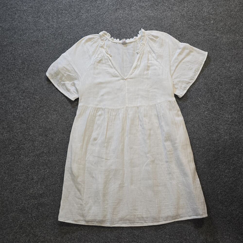 Old Navy Dress Womens Large White V Neck Short Sleeve Lightweight Capsule Casual